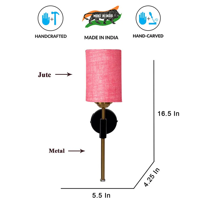 Beryll Cylindrical Jute Wall Lamp - Pink media 6