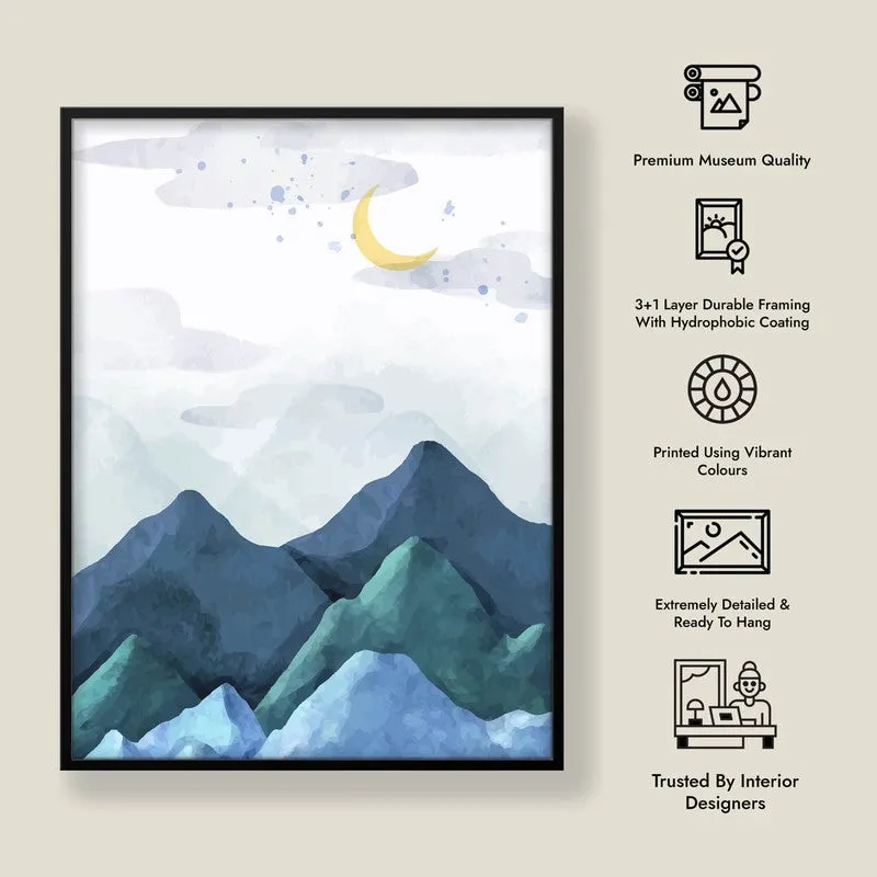 Crescent Blue Peaks Archival Paper Wall Art With Frame media 8