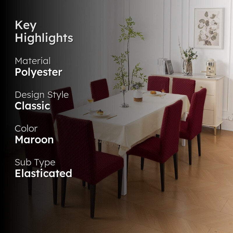 Nexo Neat Fit Chair Cover (Maroon) - Set Of Eight media 2