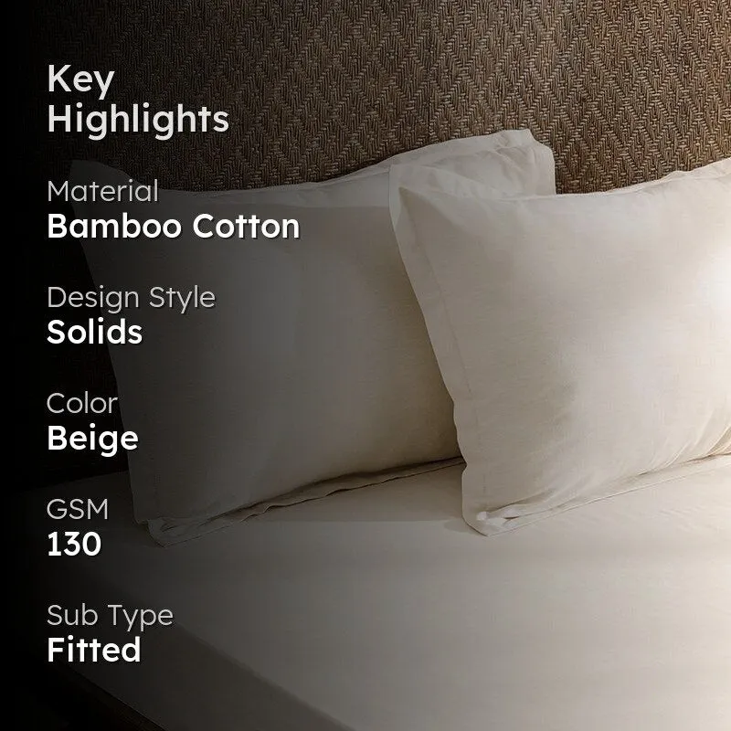 Lunar Weaves Bed Sheet - Sand Bamboo Cotton Bedsheet - 130 GSM media 2