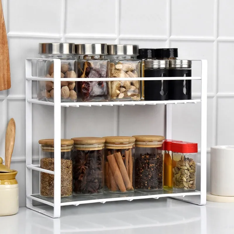 Stow Stack Two Tier Metal Rack With Glass Bottom media 1