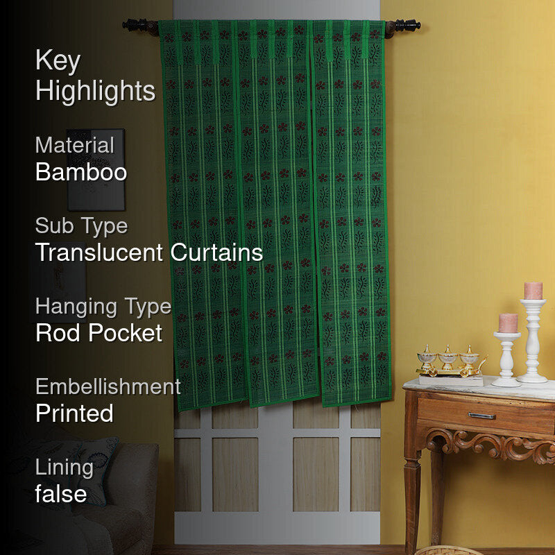Forest Flow Three Panel Bamboo Curtain - Green media 2