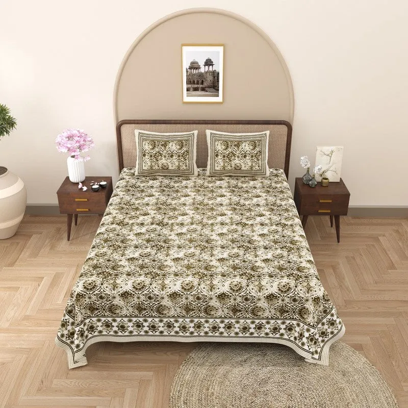 Loomet Cotton Bedsheet (Olive Green) - 240 TC media 3
