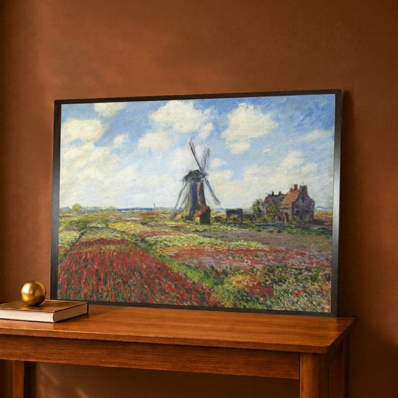 Monet Tulip Fields Canvas Wall Painting - 16 x 12 Inches