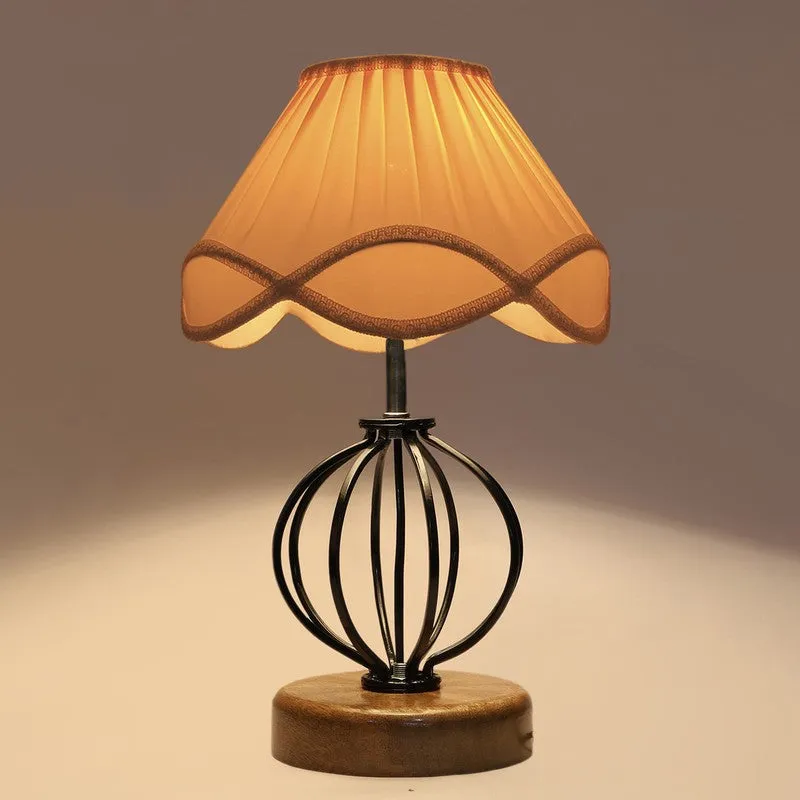 Aurelisse Cotton Table Lamp With Wooden Base - Ivory media 6