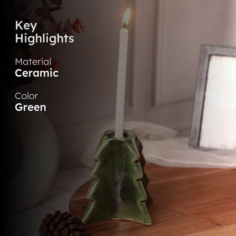 Pineria Ceramic Candle Stand - Green media 2
