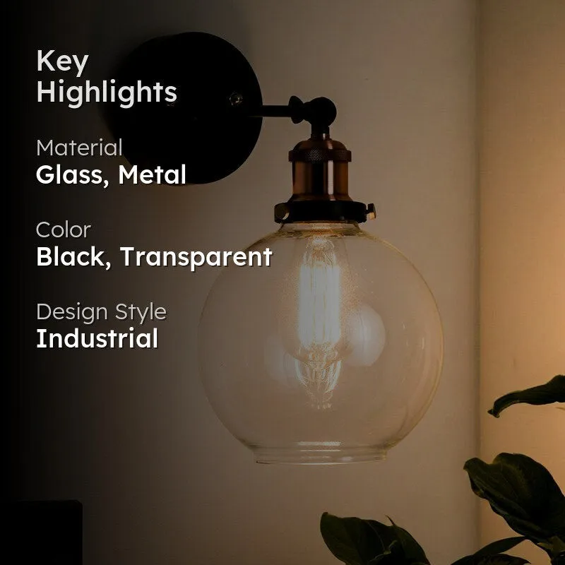 Tiagro Globe Moon Glass & Metal Wall Lamp - Copper media 2