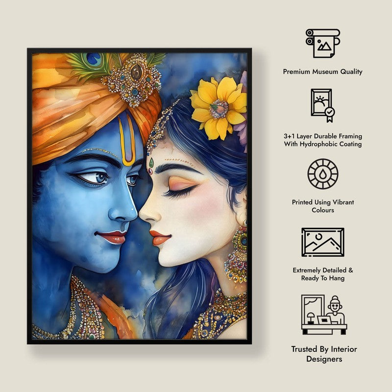 Vrindavan's Heart Spiritual Archival Paper Wall Painting With Frame - Black media 8