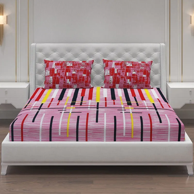 Monte Carlo Flow Stripe Cotton Bedsheet (Pink) - 104 TC media 3
