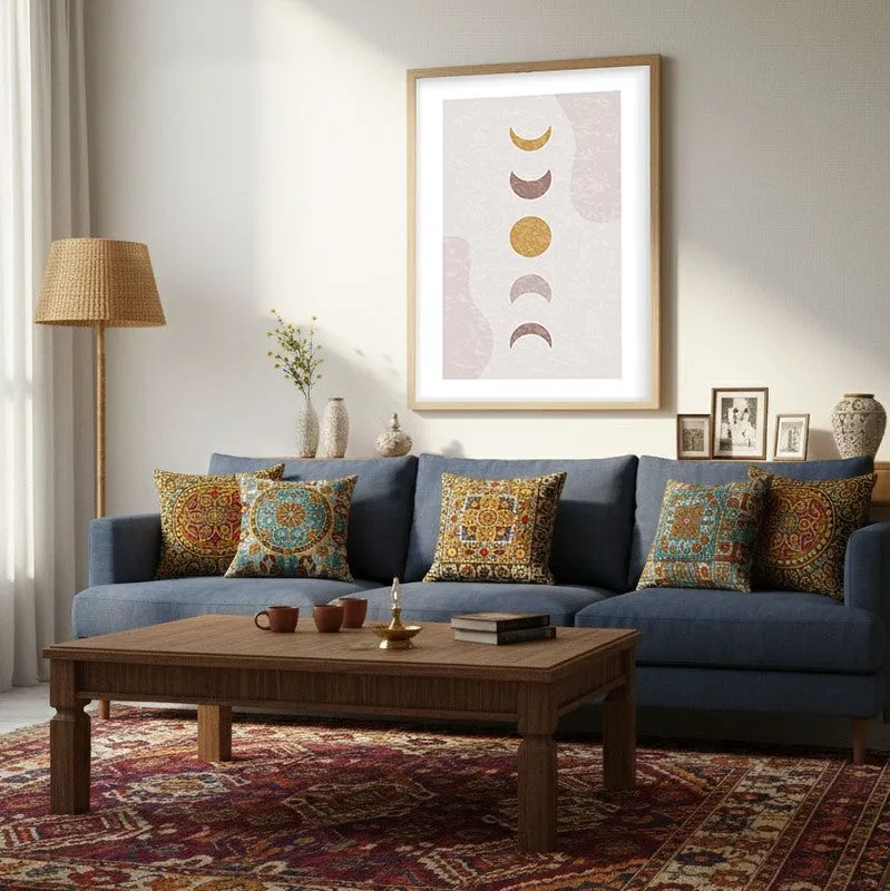 Mauve Equilibrium Canvas Wall Painting With Brown Frame media 5