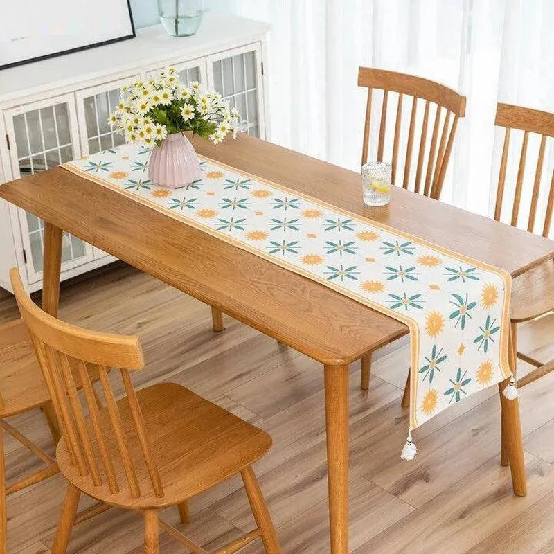 Clearra Tasseled Cotton Table Runner media 1