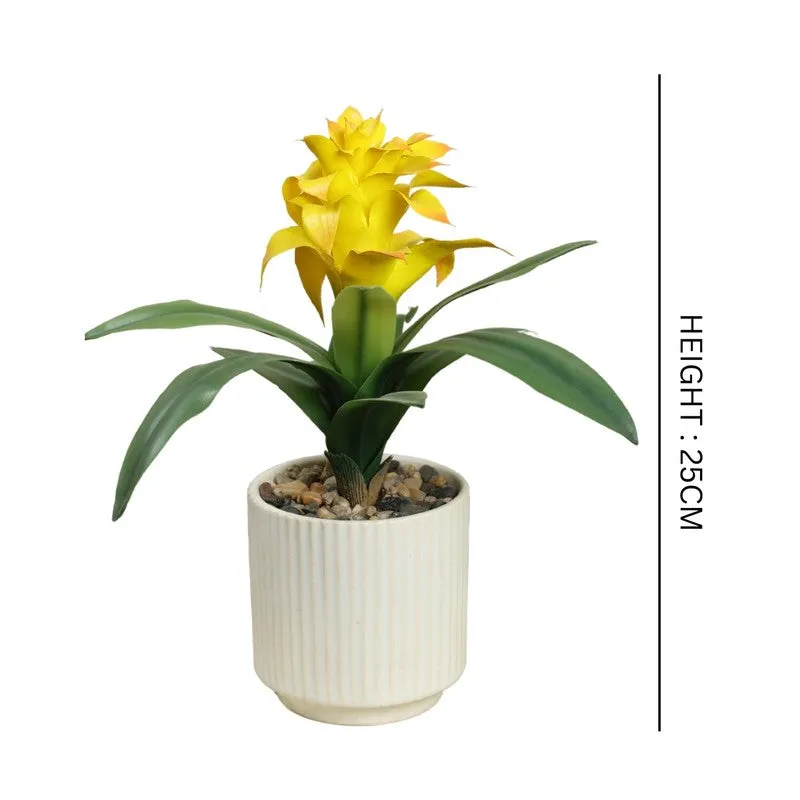 Artificial Yellow Ginger Lily Bonsai Plant With Ceramic Pot - 0.9 Feet media 5