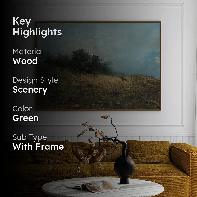 Painted Meadow Wood Wall Art With Frame - Black media 2