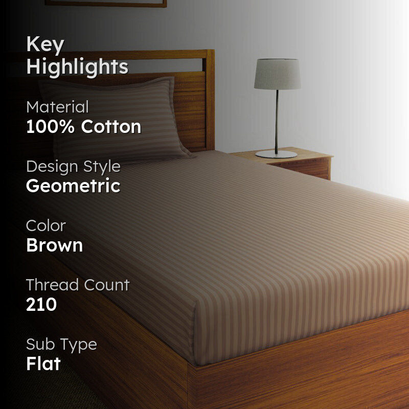 Hilton Cotton Bedsheet (Beige) - 210 TC media 2
