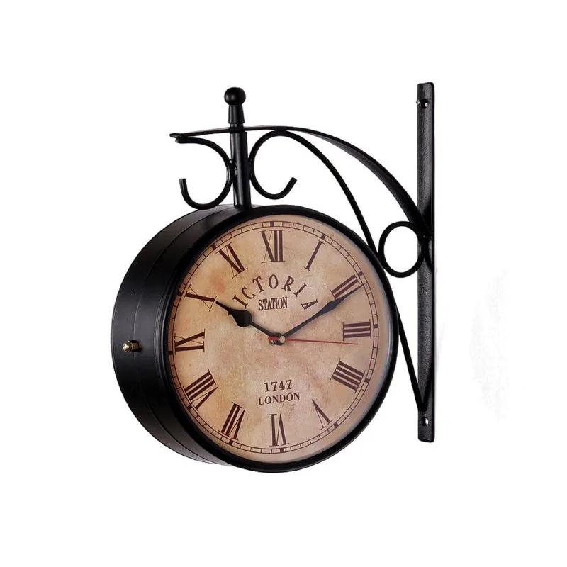 Forma Double Sided Roman Numeral Station Clock - Black & Off White media 4