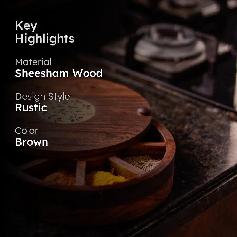 Pipali Food Safe Sheesham Wood Masala Box media 2