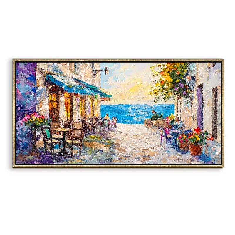 Coastline Cafe Canvas Wall Painting With Frame media 3