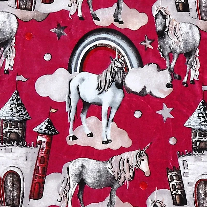 Monte Carlo Dreamy Unicorn Kids Blanket (Red) - 500 GSM media 4