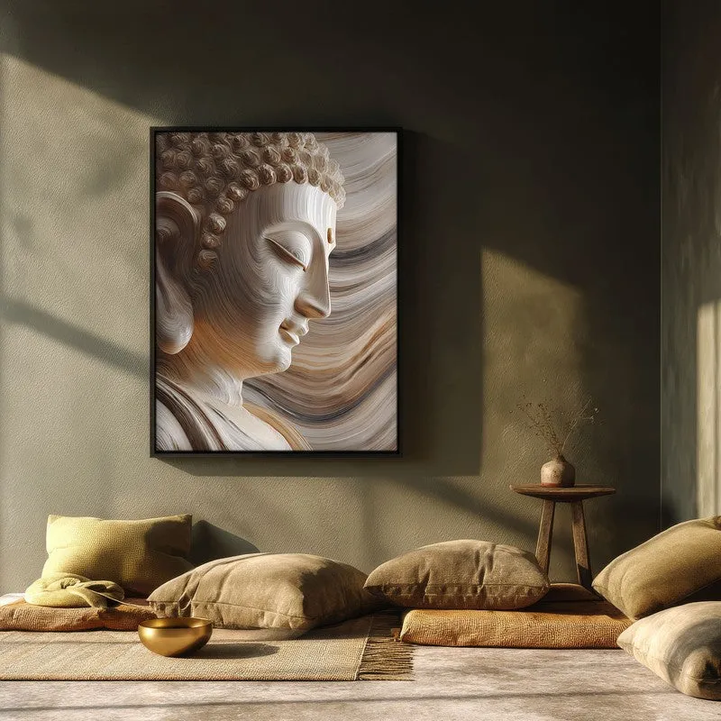 Ivory Buddha Serenity Archival Paper Wall Painting With Black Frame media 3