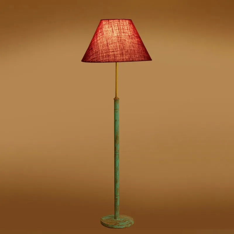 Chrome Arc Wooden Floor Lamp - Maroon media 7