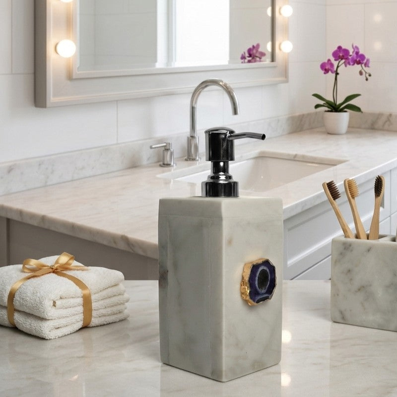 Kade Handcrafted Agate & Marble Soap Dispenser - Purple media 6