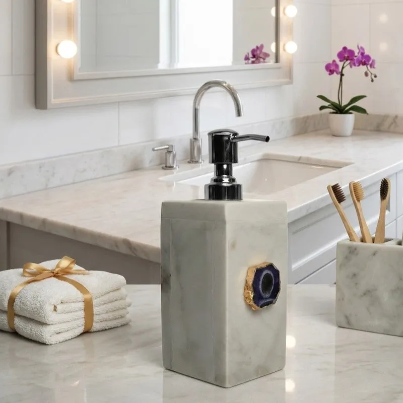 Kade Handcrafted Agate & Marble Soap Dispenser - Purple media 6