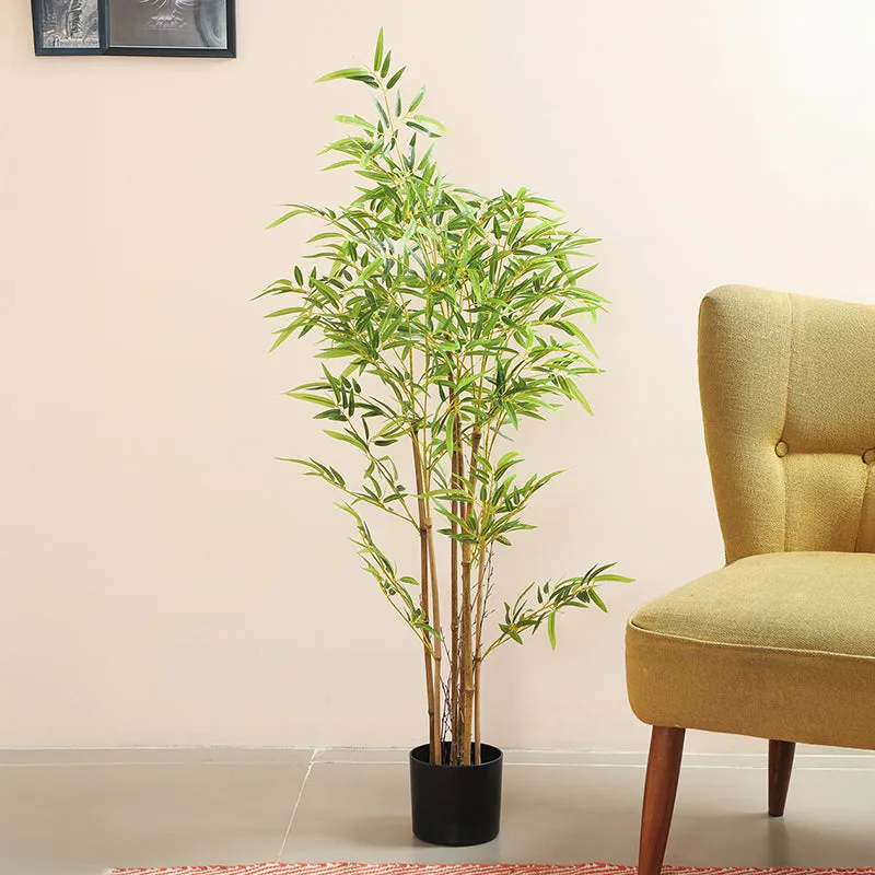 Eudora Artificial Bamboo With Black Plastic Pot - 4 Feet media 3