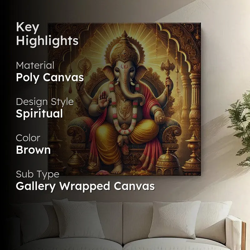 Majestic Lord Ganesha Poly Canvas Wall Painting media 2