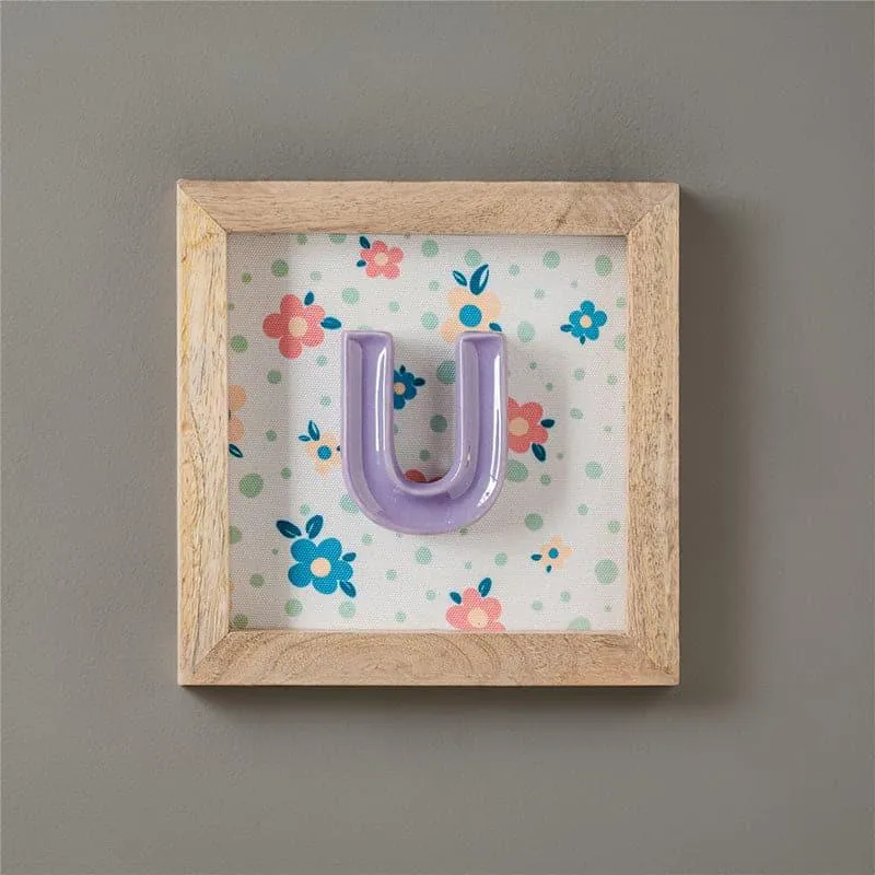 (U) Mini Mottled Mono Ceramic & Wooden Wall Accent - Purple media 1