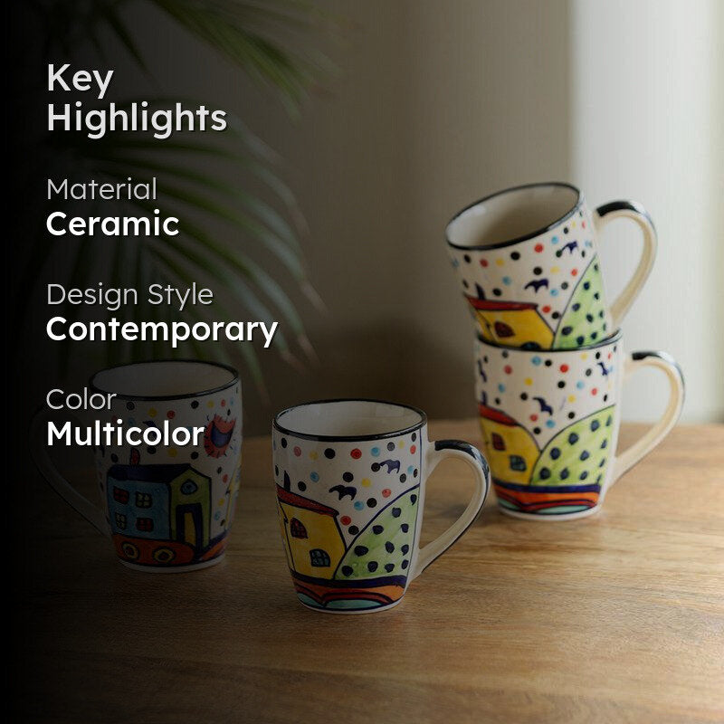 Sweet Ceramic Coffee Mug (270 mL Each) - Set of Four media 2