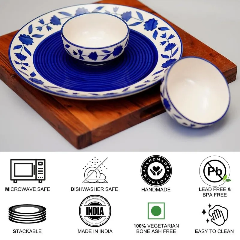 Clayora Quiva Ceramic Dining Set (Blue) - Three Piece Set media 8