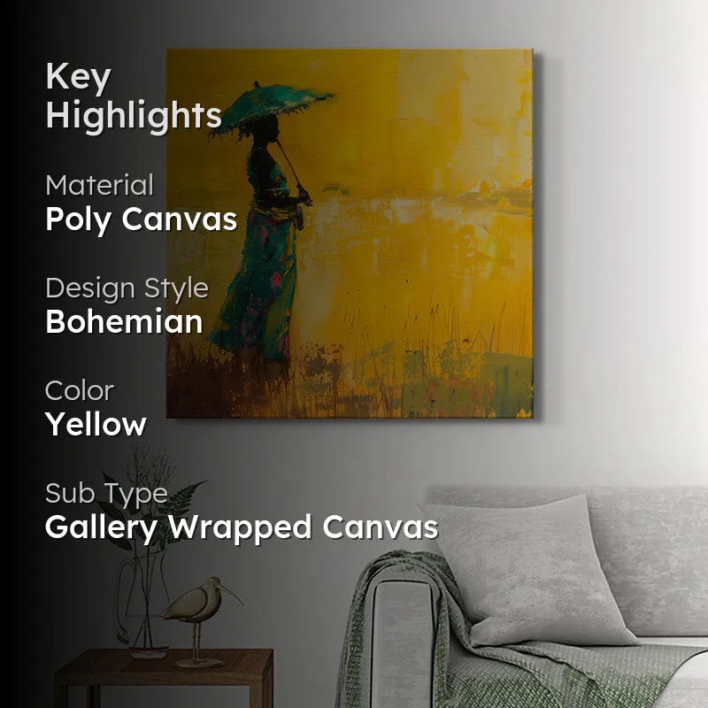 Lady With Umbrella Poly Canvas Wall Painting media 2