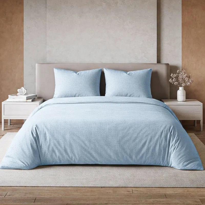 Maison Fitted Solid Cotton Bedsheet (Pale Blue) - 200 TC media 1