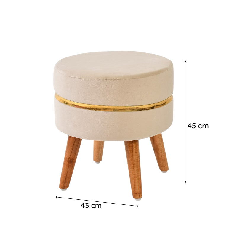 Classic Solid Velvet Ottoman - Beige media 8
