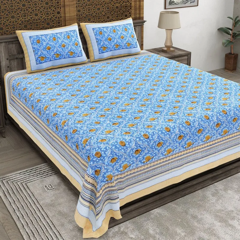 Shapeix Cotton Bedsheet (Blue) - 240 TC media 1