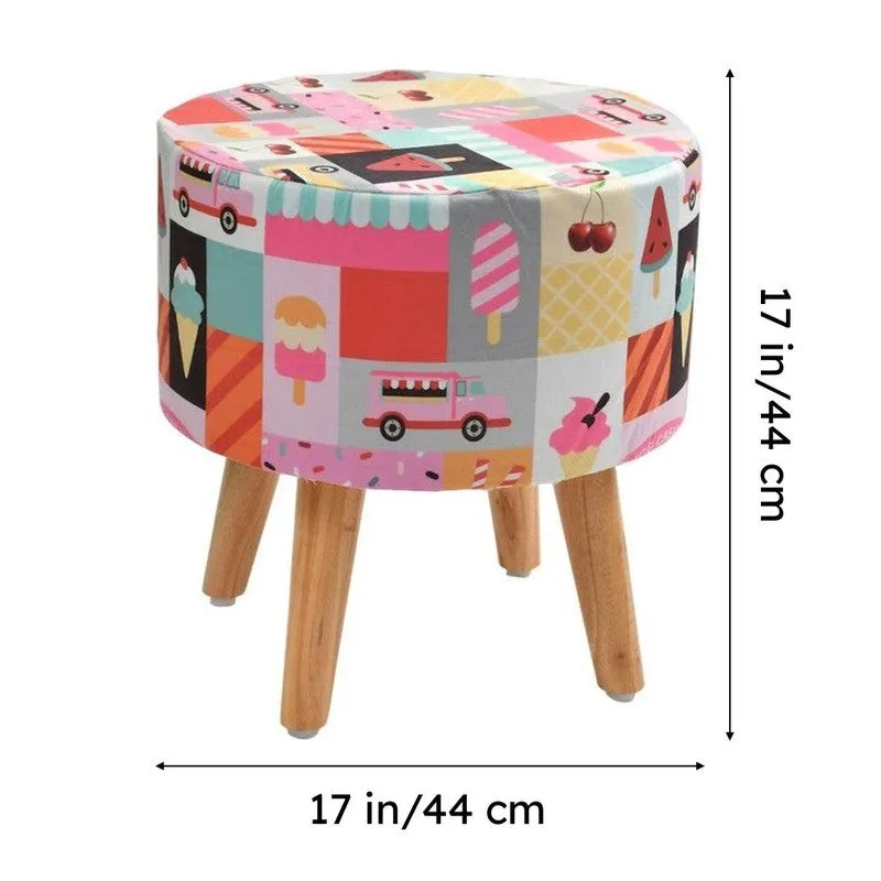 Avira Icecream-print Multicolor Engineered Wood Ottoman media 7