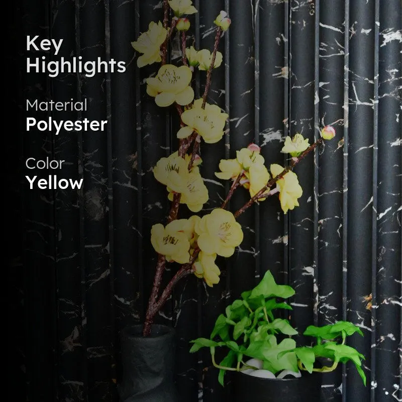 Artificial Plum Blossom Flower Stick - Yellow - 2