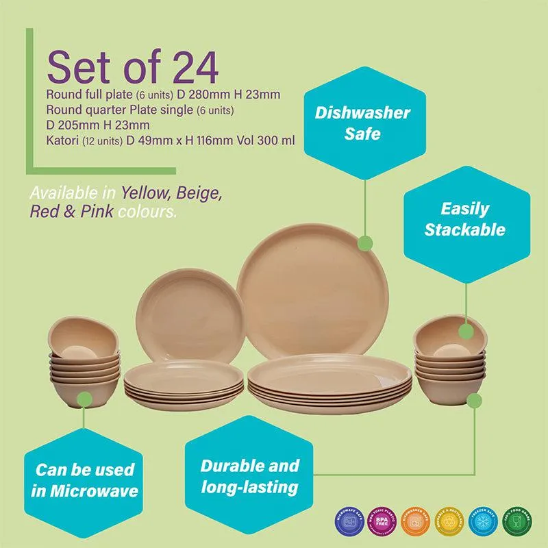 Mihaya Beige Dinner Set (400 ml) - 24 Piece Set media 8