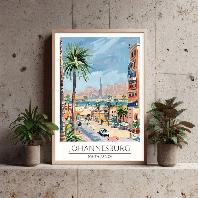 Vintage Johannesburg Framed Canvas Archival Canvas Wall Painting - Natural Brown Frame media 3