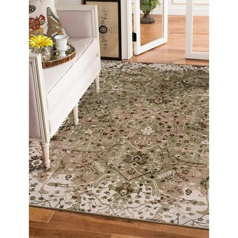 Ruba Ethnic Polyester Carpet - Olive Green media 3