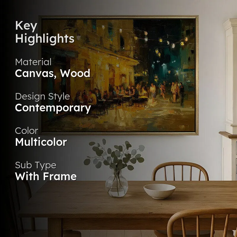 Evening Cafe Canvas Wall Painting With Frame media 2