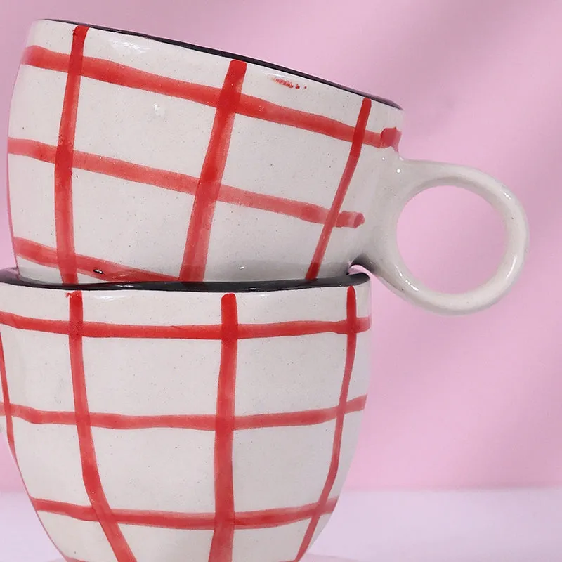 Riccardo Ceramic Tea Cup (200 mL) - Red,White media 5