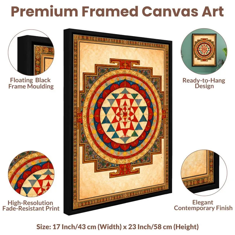 Yantra Mandala Canvas Wall Painting With Frame media 6