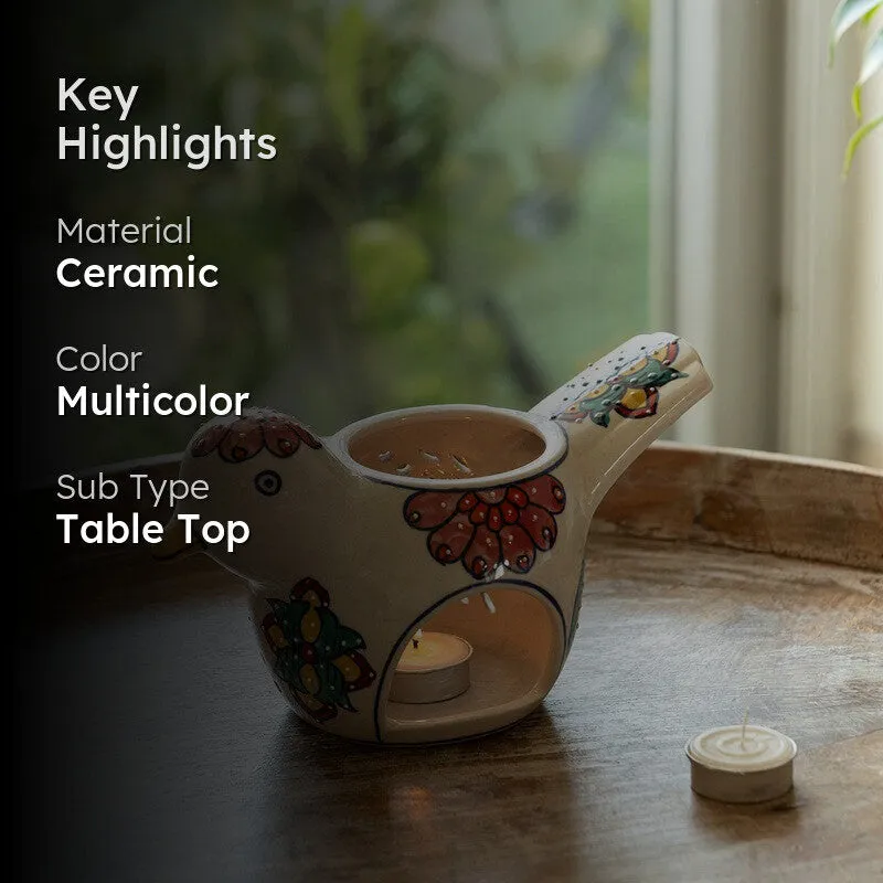 Chirpy Birdy Handpainted Tealight Holder media 2
