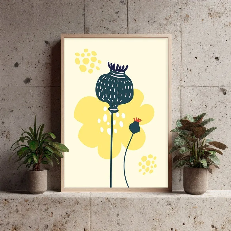 Sunlit Botanic Tranquility Archival Canvas Wall Art - Natural Brown Frame media 4