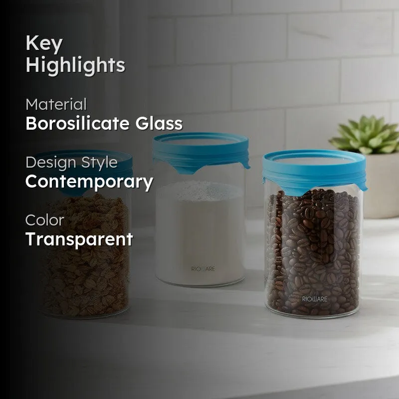 Rioware Lock Nest Borosilicate Glass Jar (800 mL Each) - Set Of Three media 2