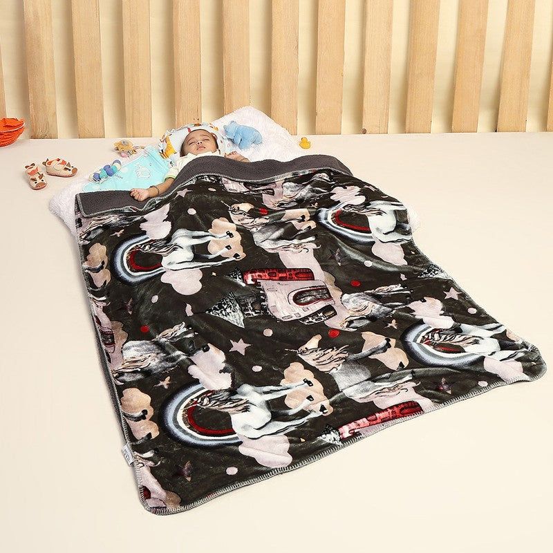 Monte Carlo Dreamy Unicorn Kids Blanket (Black) - 500 GSM