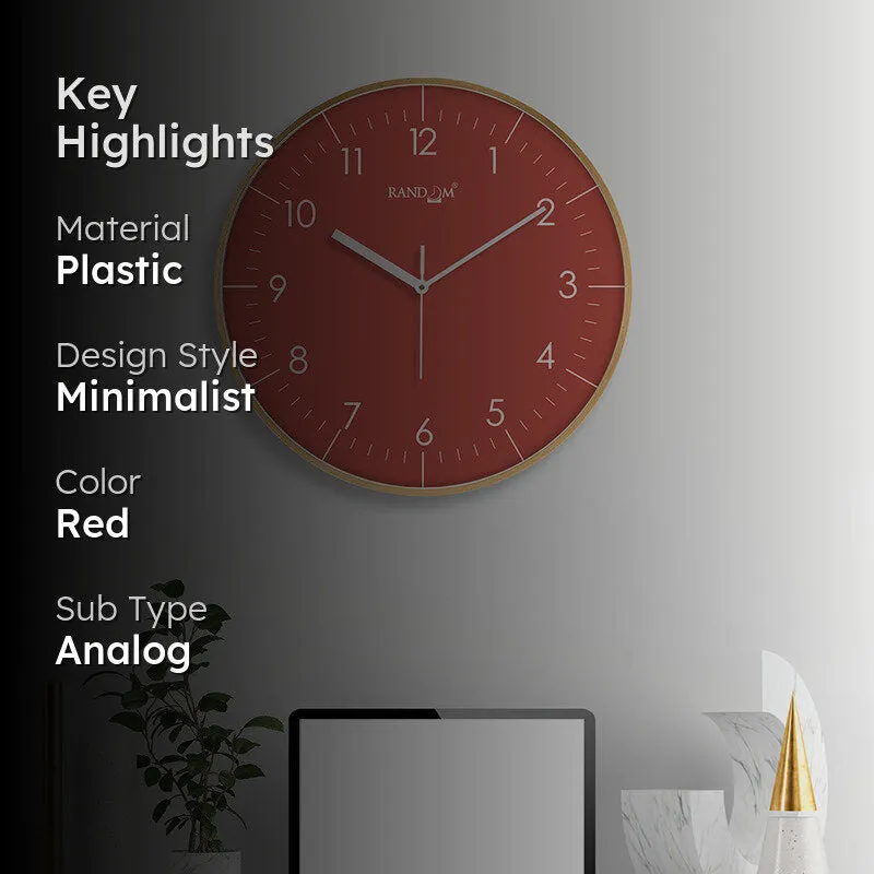 Benot Gold Analog Wall Clock - Muted Red media 2