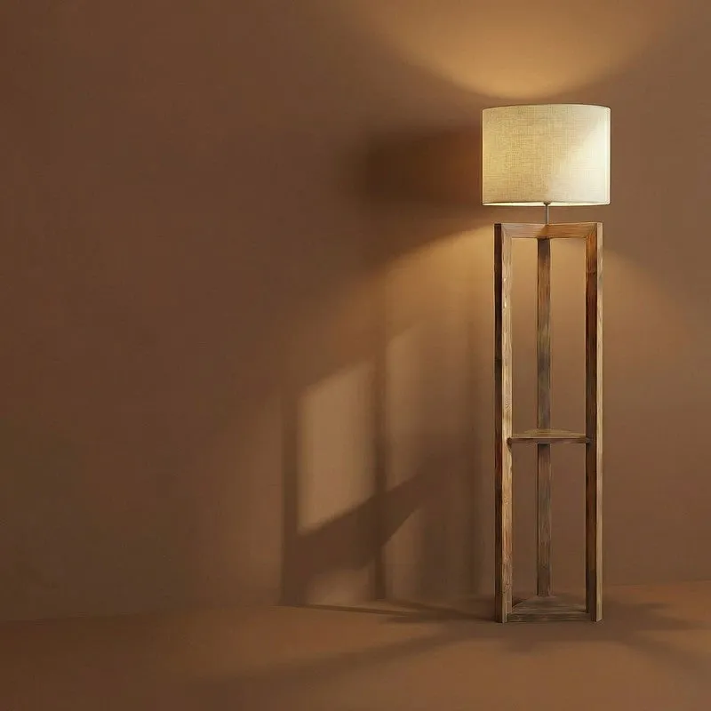 Corintha Shelf Wooden Floor Lamp with Fabric Shade media 7