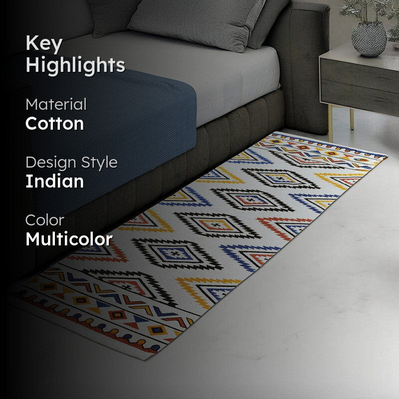 Geo Stride Cotton Runner Rug media 2